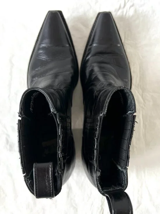 Tony Lama boots Coco short ankle booties womens 7.5 black leather snip toe - Picture 5 of 10